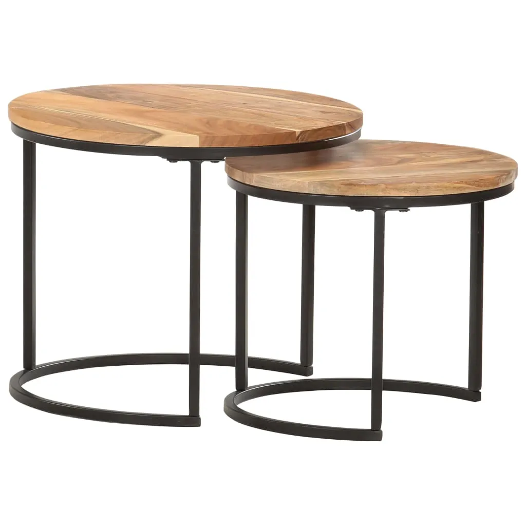 Nesting Tables 2 pcs Solid Acacia Wood