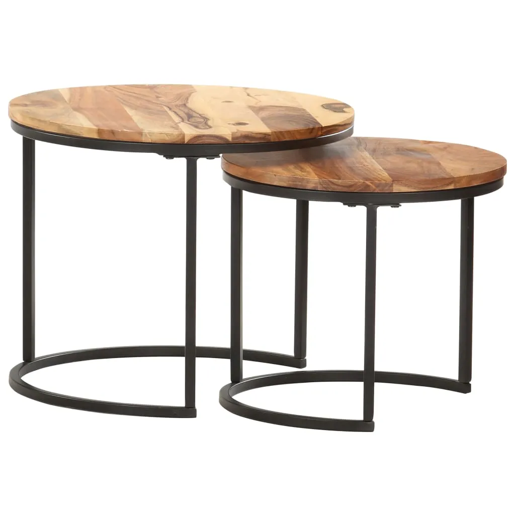 Nesting Tables 2 pcs Solid Acacia Wood