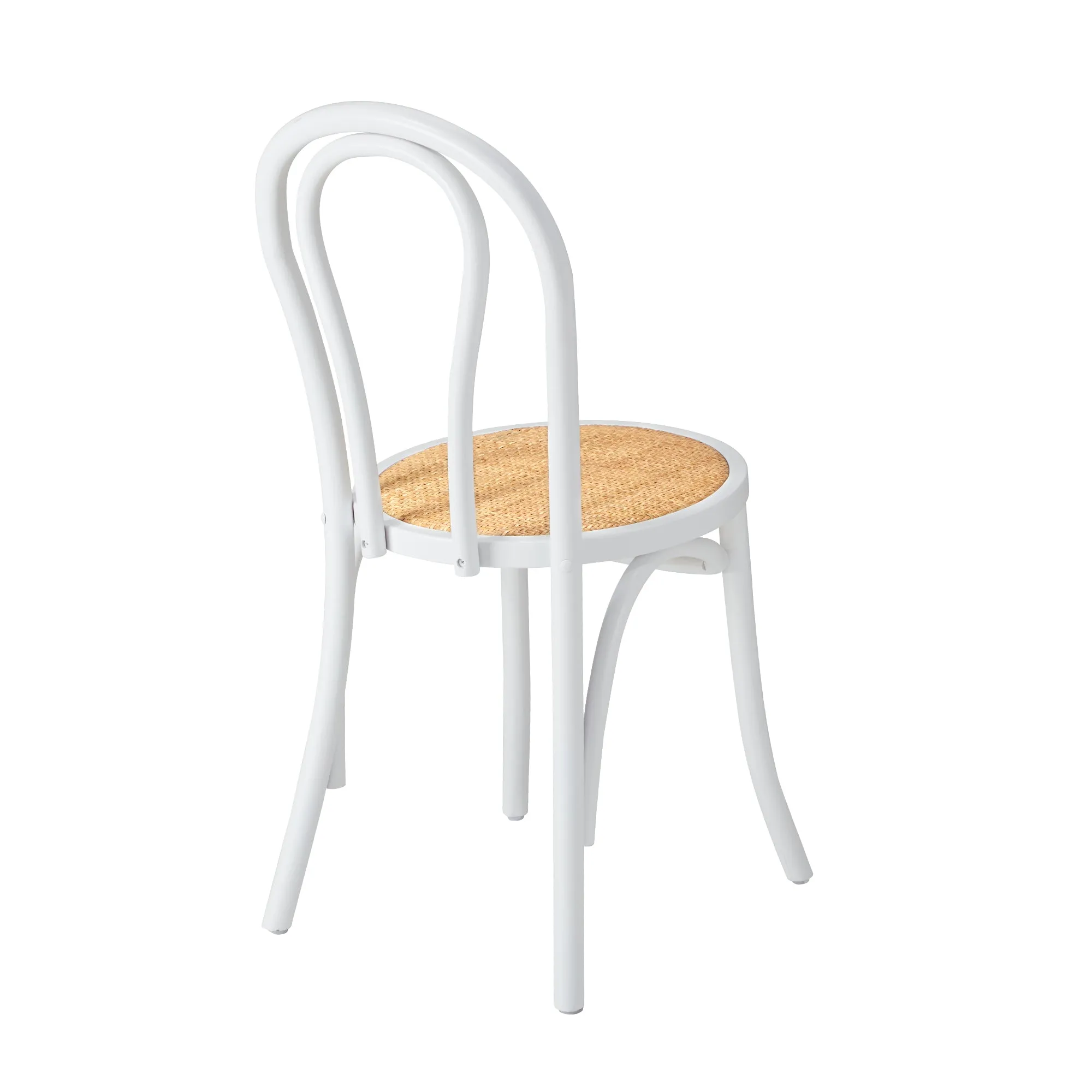 Oikiture 2PCS Dining Chair Solid Wooden Chairs Ratan Seat White