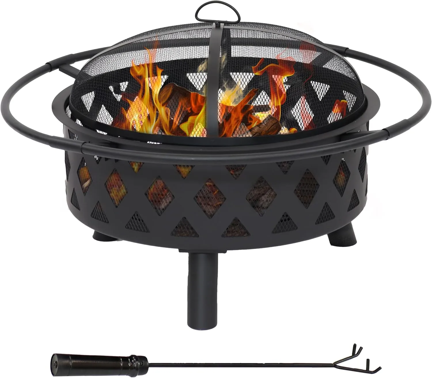 Outdoor Fire Pit, includes Spark Screen, Poker and Cover