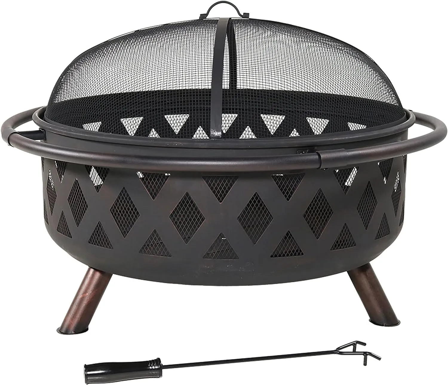 Outdoor Fire Pit, includes Spark Screen, Poker and Cover