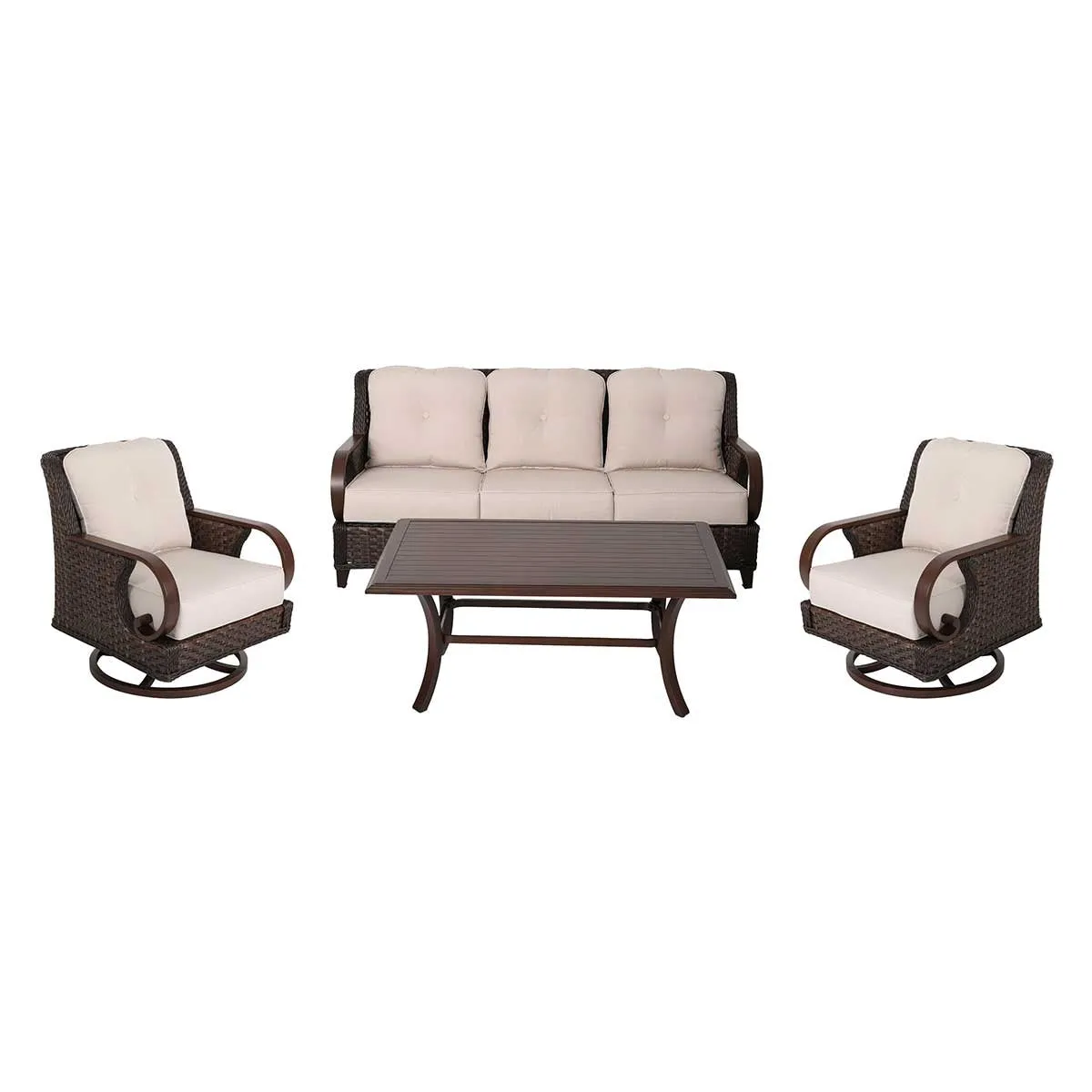 Patio Time Brooks 4-Piece Wicker Sofa Set with Swivel Rocking Chairs