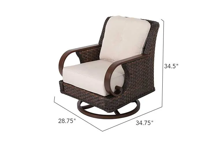 Patio Time Brooks 4-Piece Wicker Sofa Set with Swivel Rocking Chairs