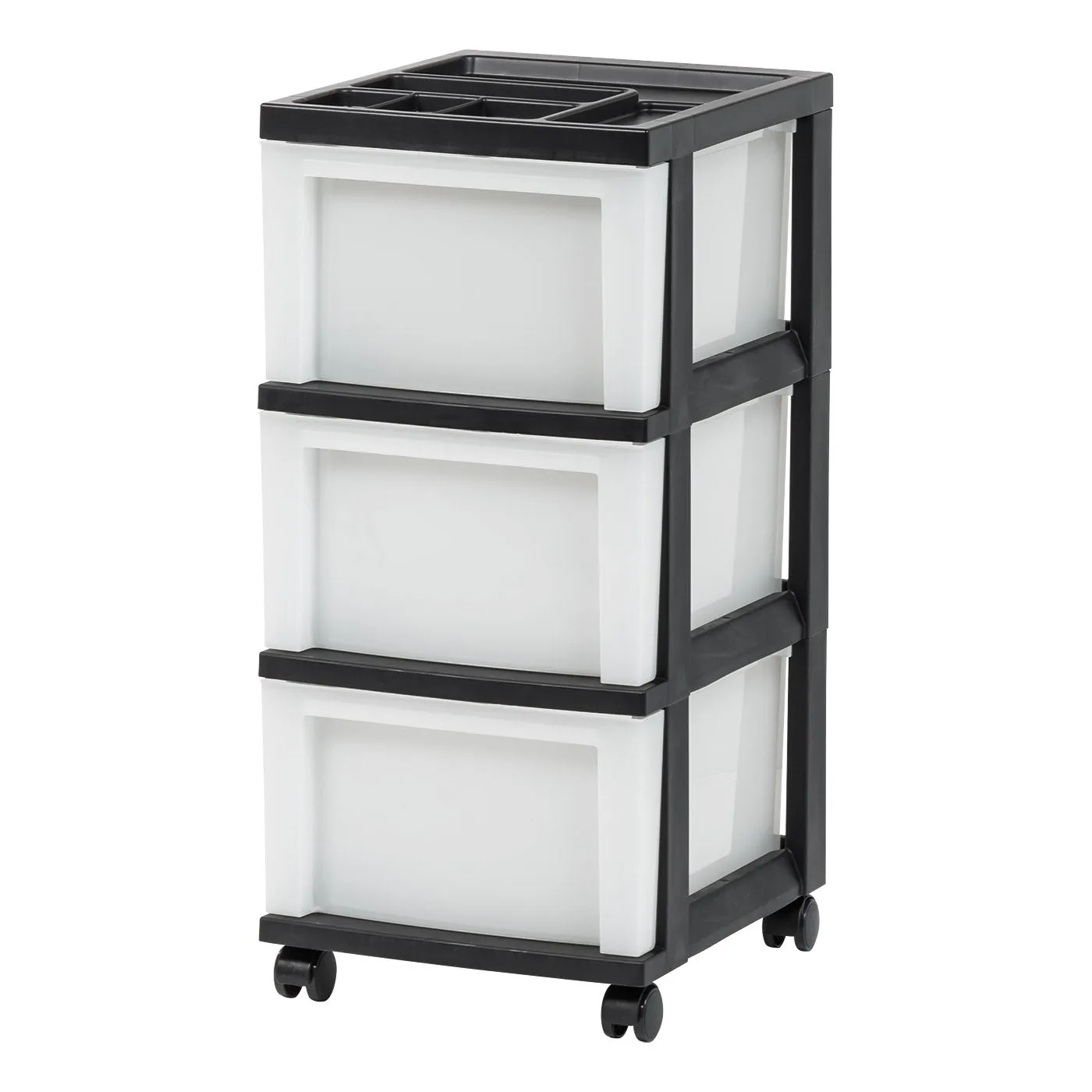 Plastic Storage-Drawer, Organizer-Cart, 6, Black/Pearl