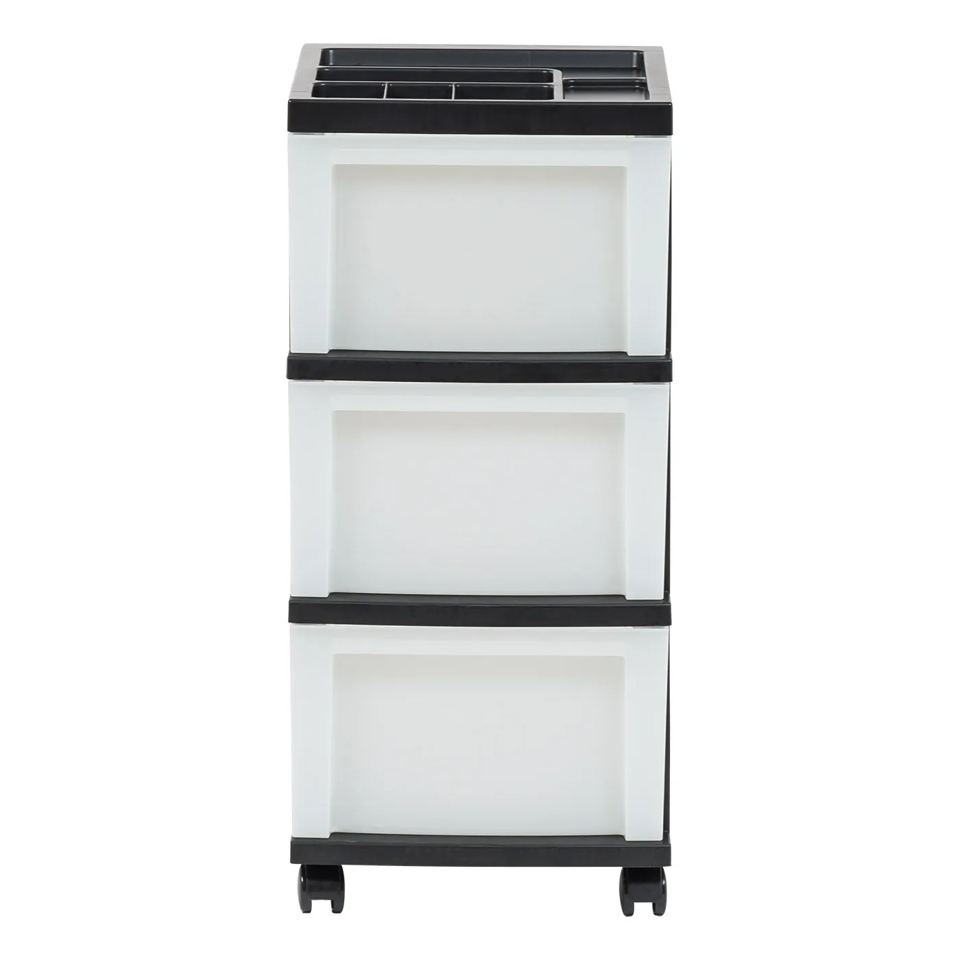 Plastic Storage-Drawer, Organizer-Cart, 6, Black/Pearl