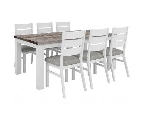 Plumeria Dining Chair Set of 4 Solid Acacia Wood Dining Furniture - White Brush