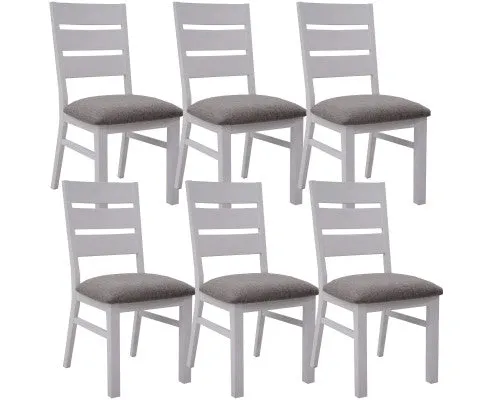 Plumeria Dining Chair Set of 6 Solid Acacia Wood Dining Furniture - White Brush