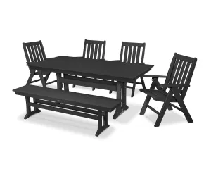 POLYWOOD® Vineyard 6-Piece Farmhouse Folding Dining Set with Bench