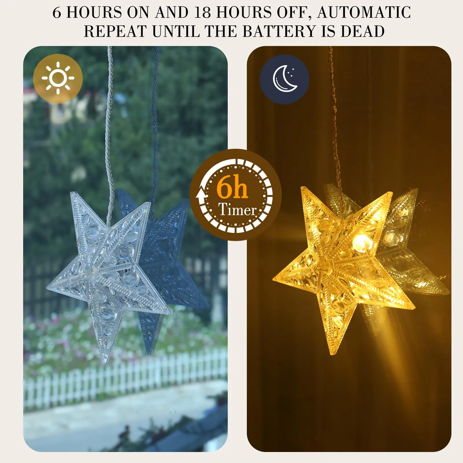 Quntis 3 Stars Christmas Diamond & Crystal-Shaped Window Lights (30 LEDs) – 8 Lighting Modes for Dazzling Xmas Lights, Perfect for Holiday Decor & Indoor/Outdoor Use