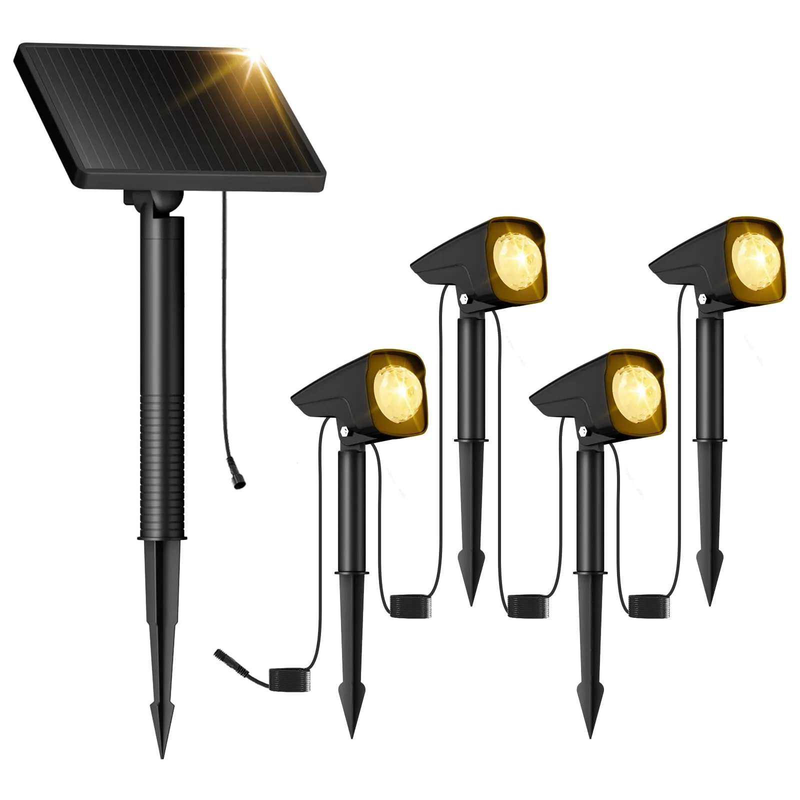 Quntis Solar Spot Lights Outdoor 4-in-1 Solar Landscape Lighting Dusk to Dawn Solar Uplights IP65 Waterproof