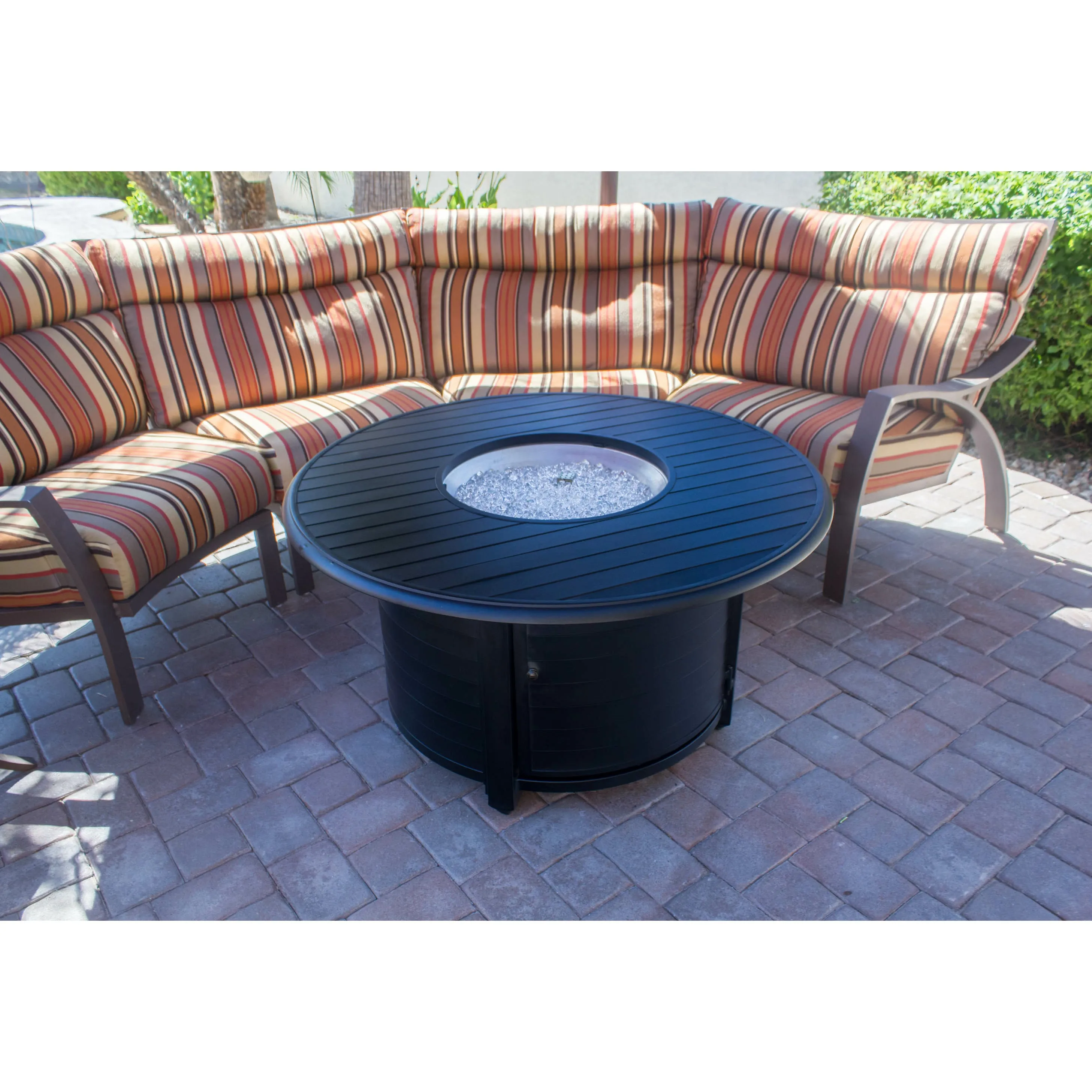 Round Slatted Cast Aluminum Fire Pit