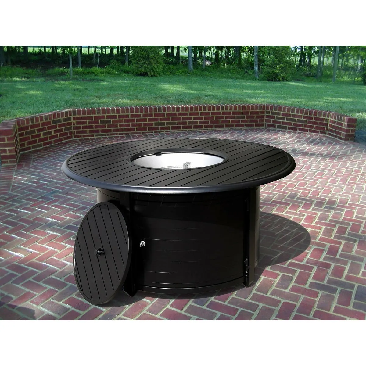 Round Slatted Cast Aluminum Fire Pit