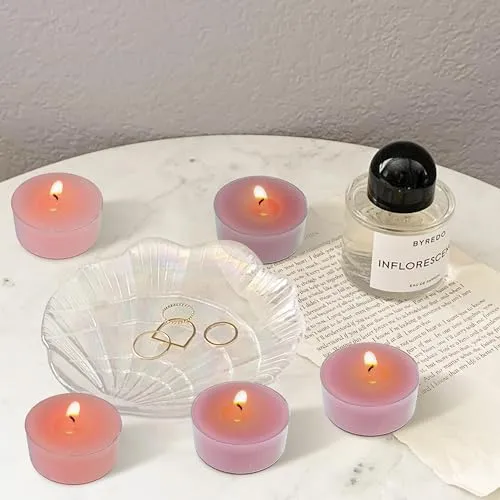 Scented Tealight Candles - 24 Pack Pink Tea Light Candles Pleasant Fragrance Candle Small Candle 6 Hour Burn Time Tea Candles for Home Decor Birthdays Weddings Parties Holiday