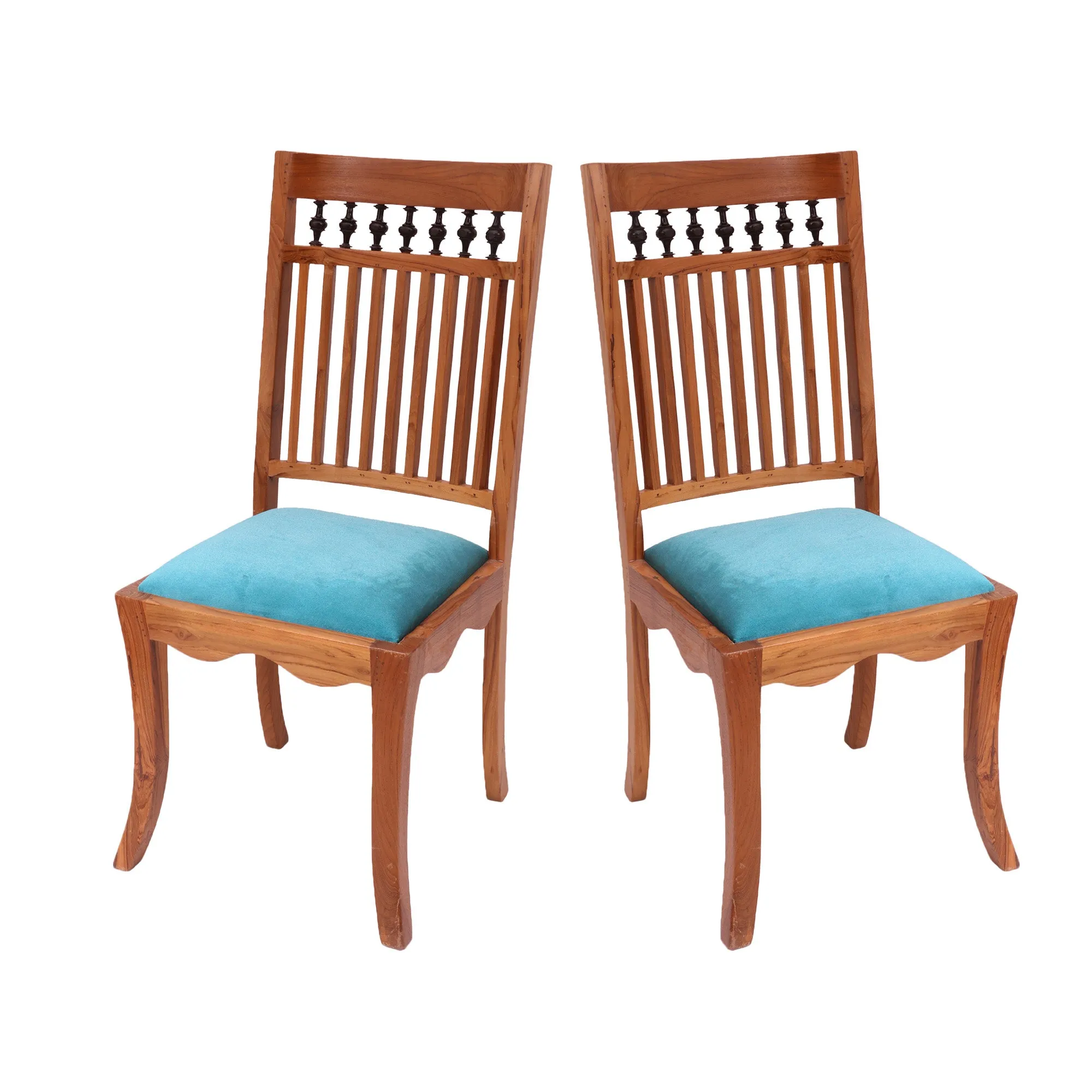 (Set of 2) Colonial Blue velvet seating Dining Chairs