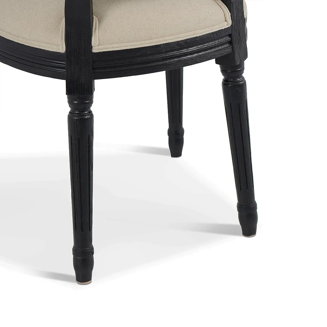 Set of 2 - Lenora Black ELM Dining Chair - Light Beige