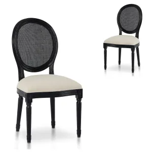 Set of 2 - Lenora Black ELM Dining Chair - Light Beige