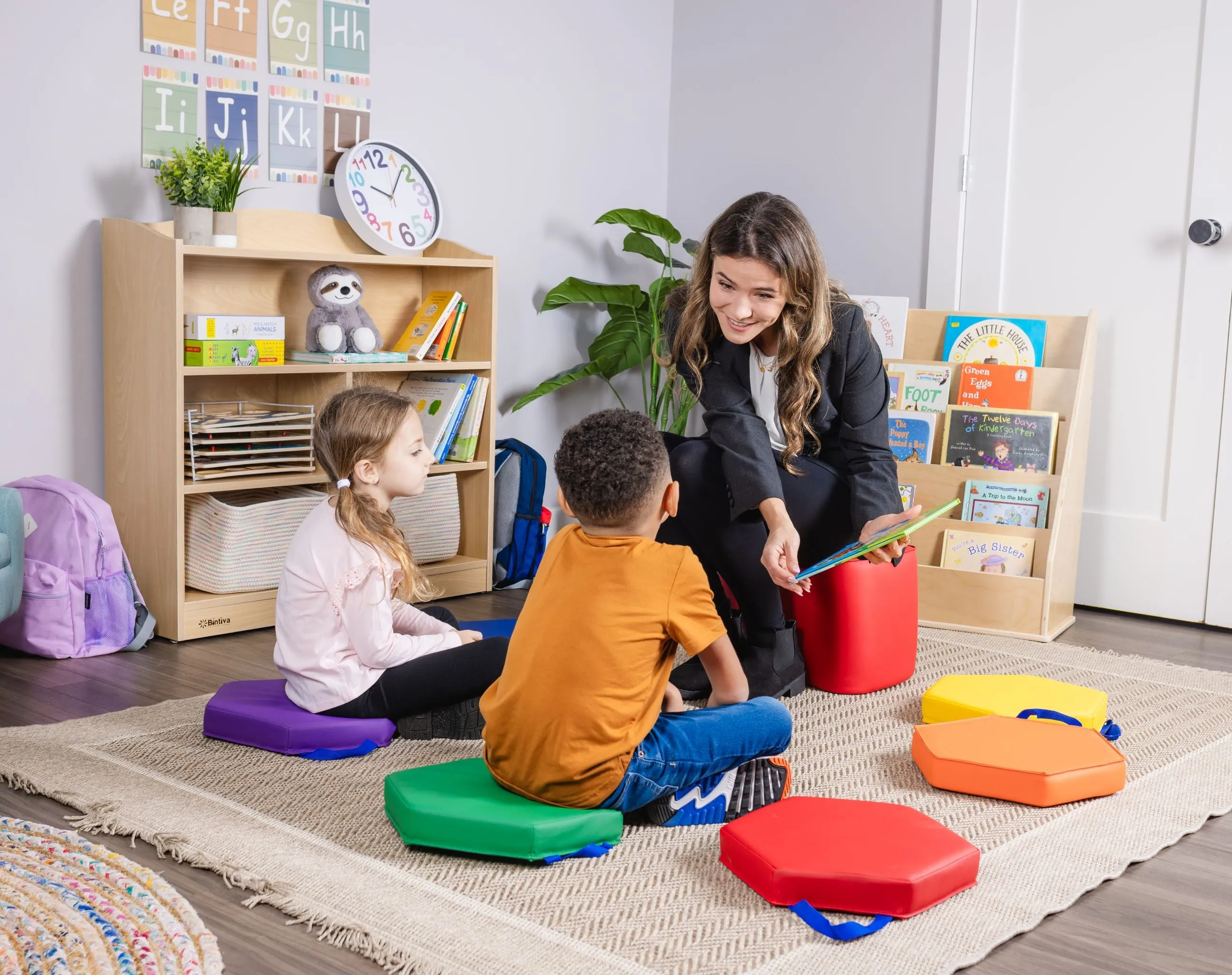 Set of 6 Hexagon Vinyl Floor Cushions