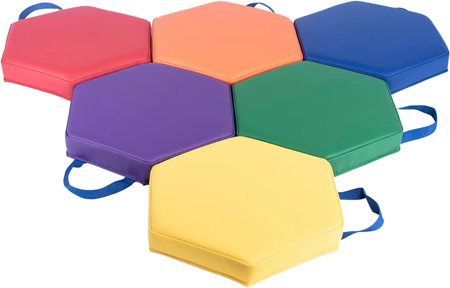 Set of 6 Hexagon Vinyl Floor Cushions