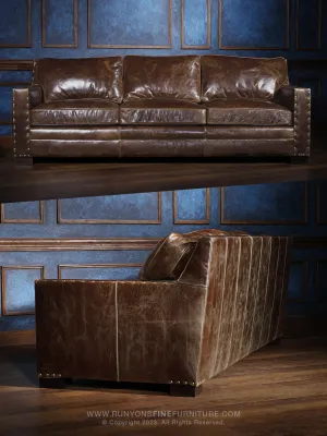 Tennessee Whiskey Brown Leather Sofa