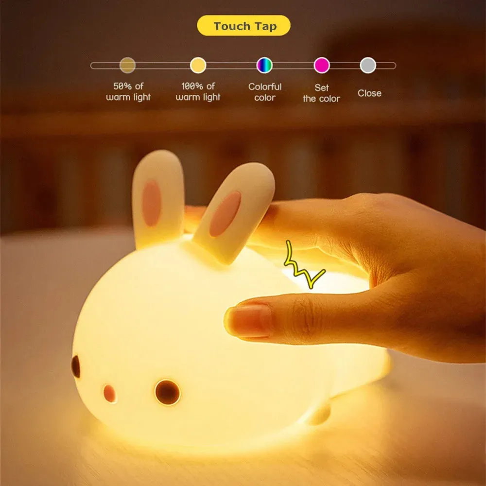 Touch Sensor 16 Colors LED Bunny Night Light