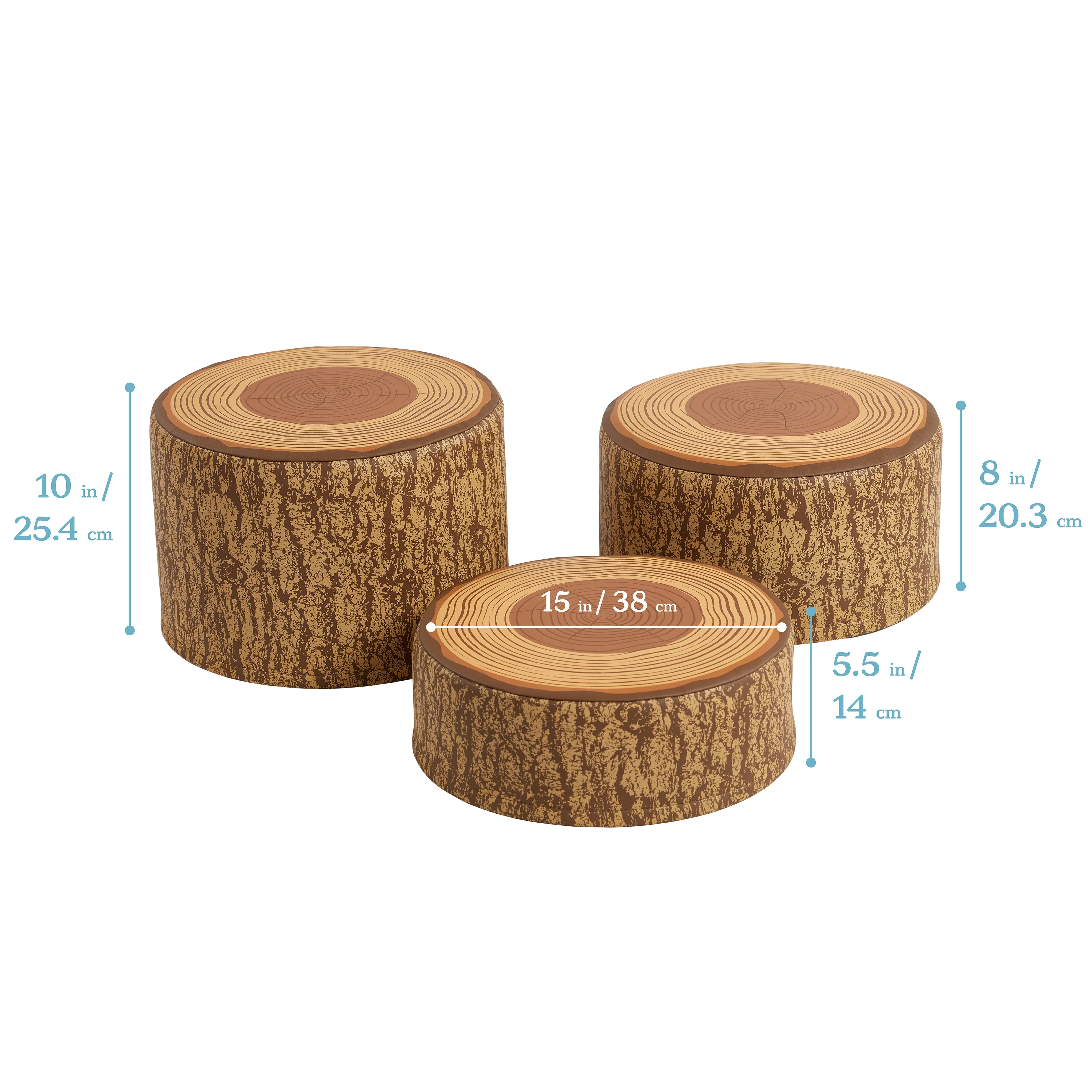 Tree Stump Stool Set, Flexible Seating, Chocolate, 3-Piece