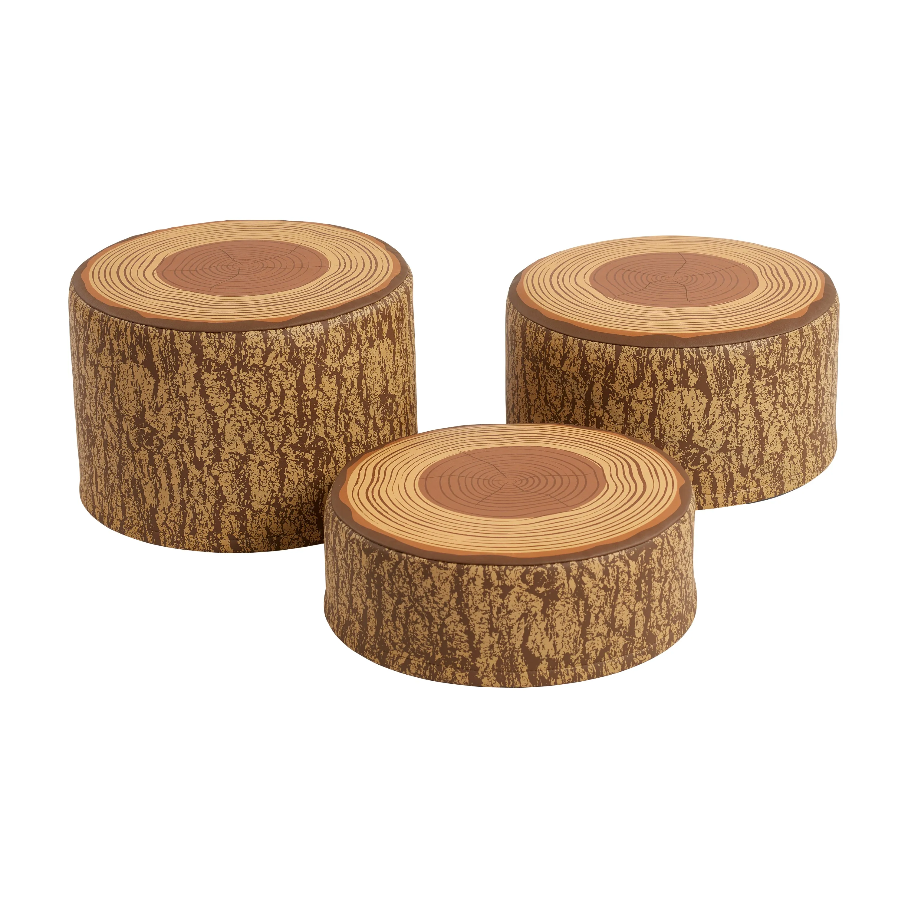 Tree Stump Stool Set, Flexible Seating, Chocolate, 3-Piece