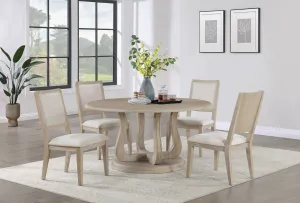 Trofello - 5 Piece Round Dining Table Set - White Washed