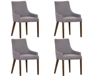 Tuberose Dining Chair Set of 4 Fabric Seat Solid Acacia Wood Furniture - Grey