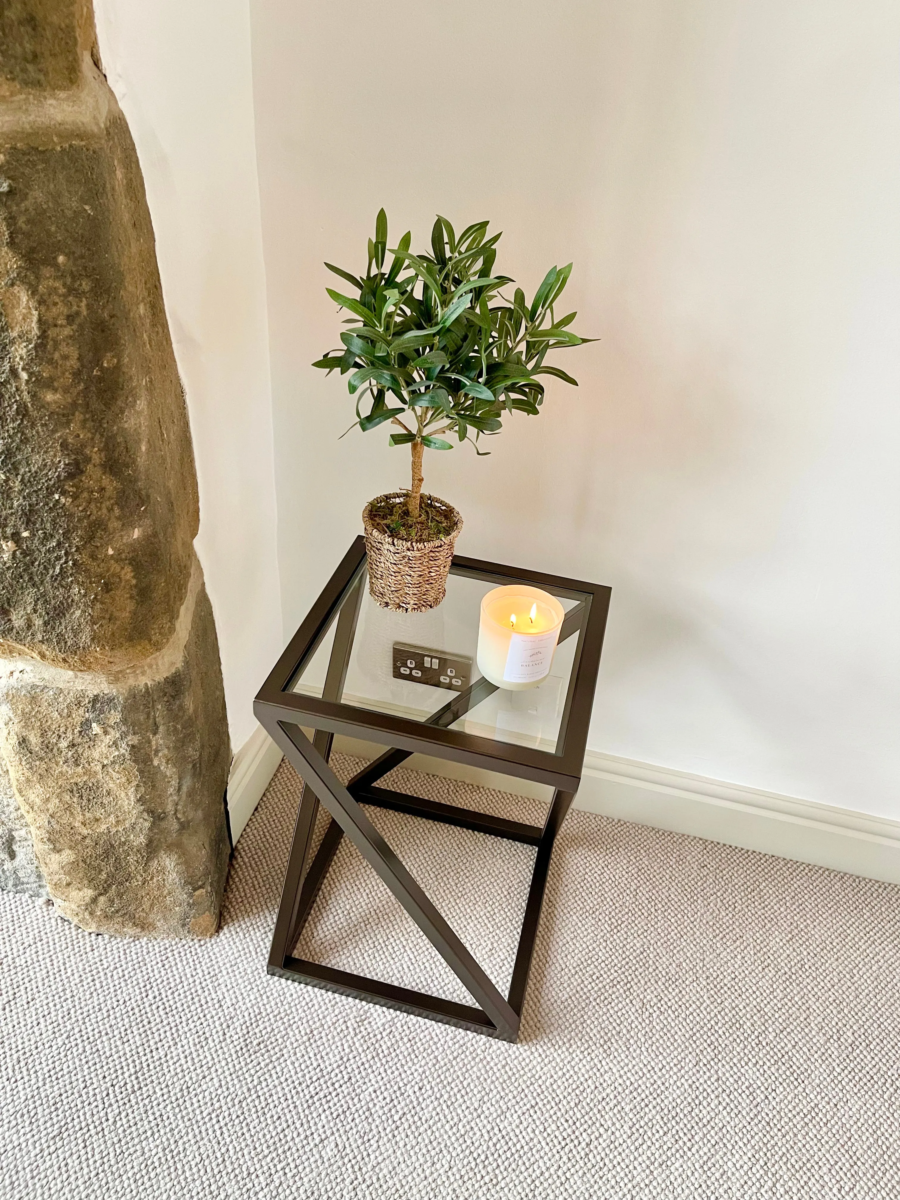 Twisted Glass Side End Table Dark Bronze