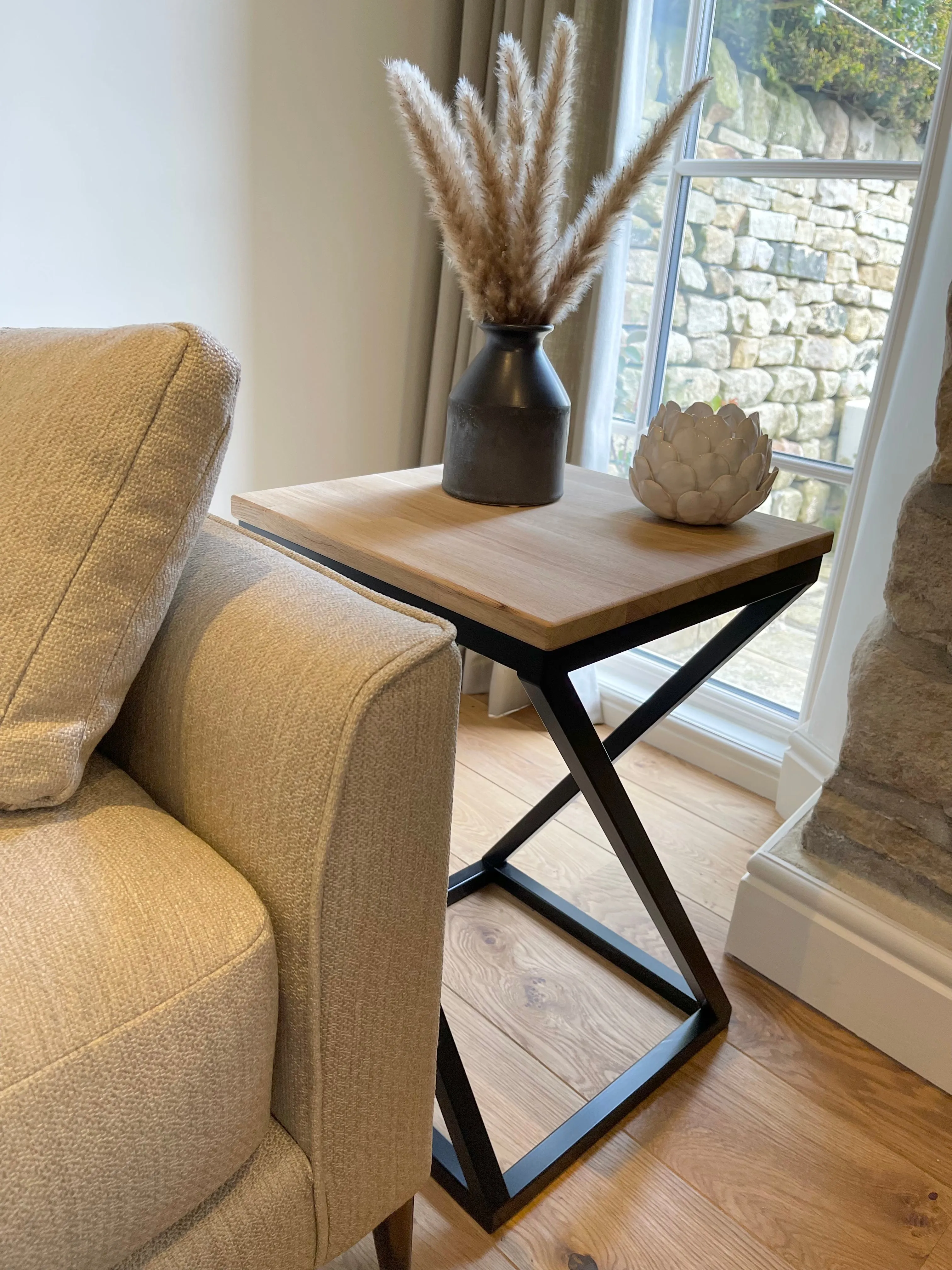 Twisted Oak Top Side End Table