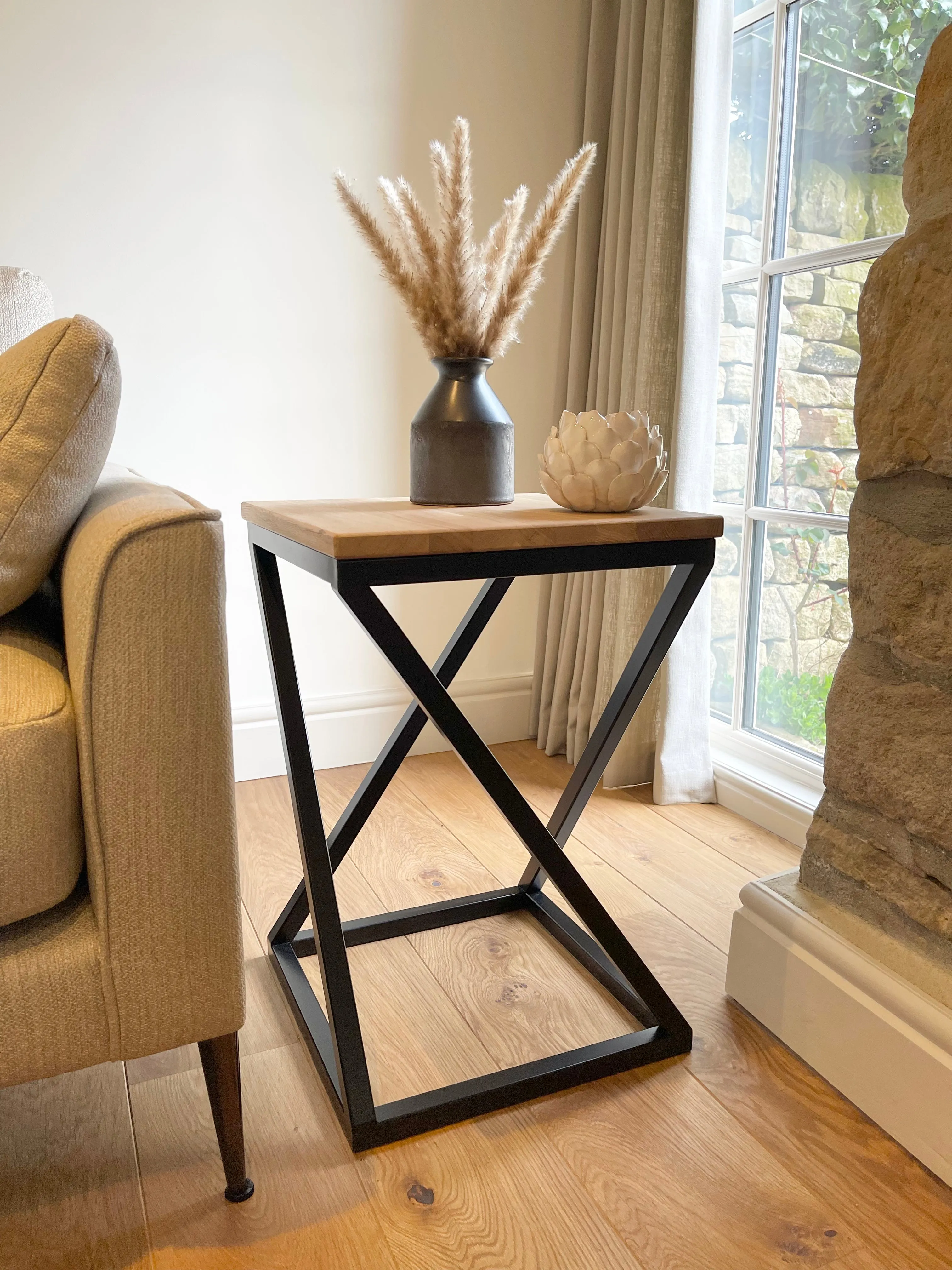 Twisted Oak Top Side End Table