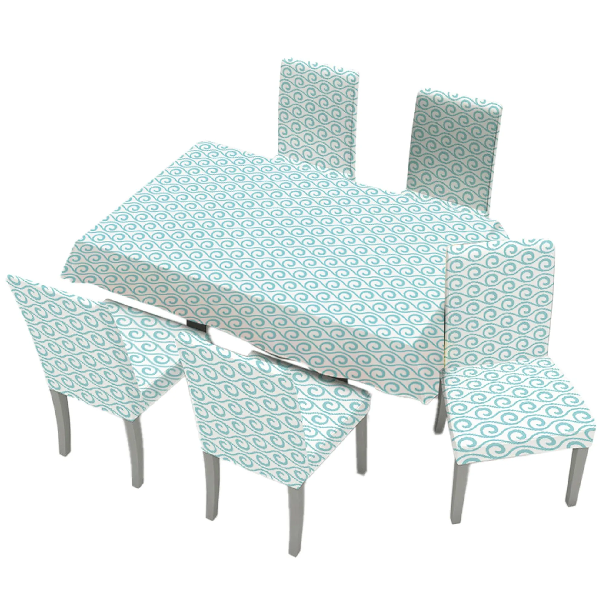 UMAI Dining Table Cloth | Dining Table Cover 6 Seater Cover Set | Water Proof Cloth Dust and Oil Repellent Washable | 6 Chairs 1 Table Cover| Light Blue