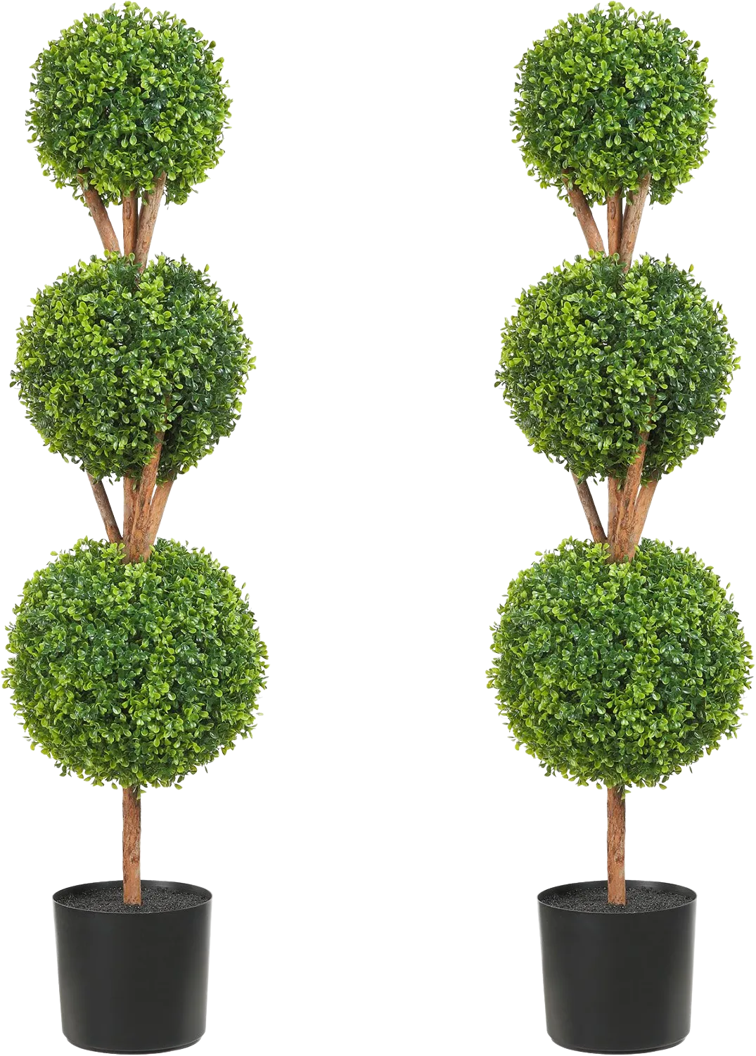 Vevor 48" Artificial Boxwood Topiaries 2-Pack with Planters 3-Ball Shape Faux Trees Indoor/Outdoor New