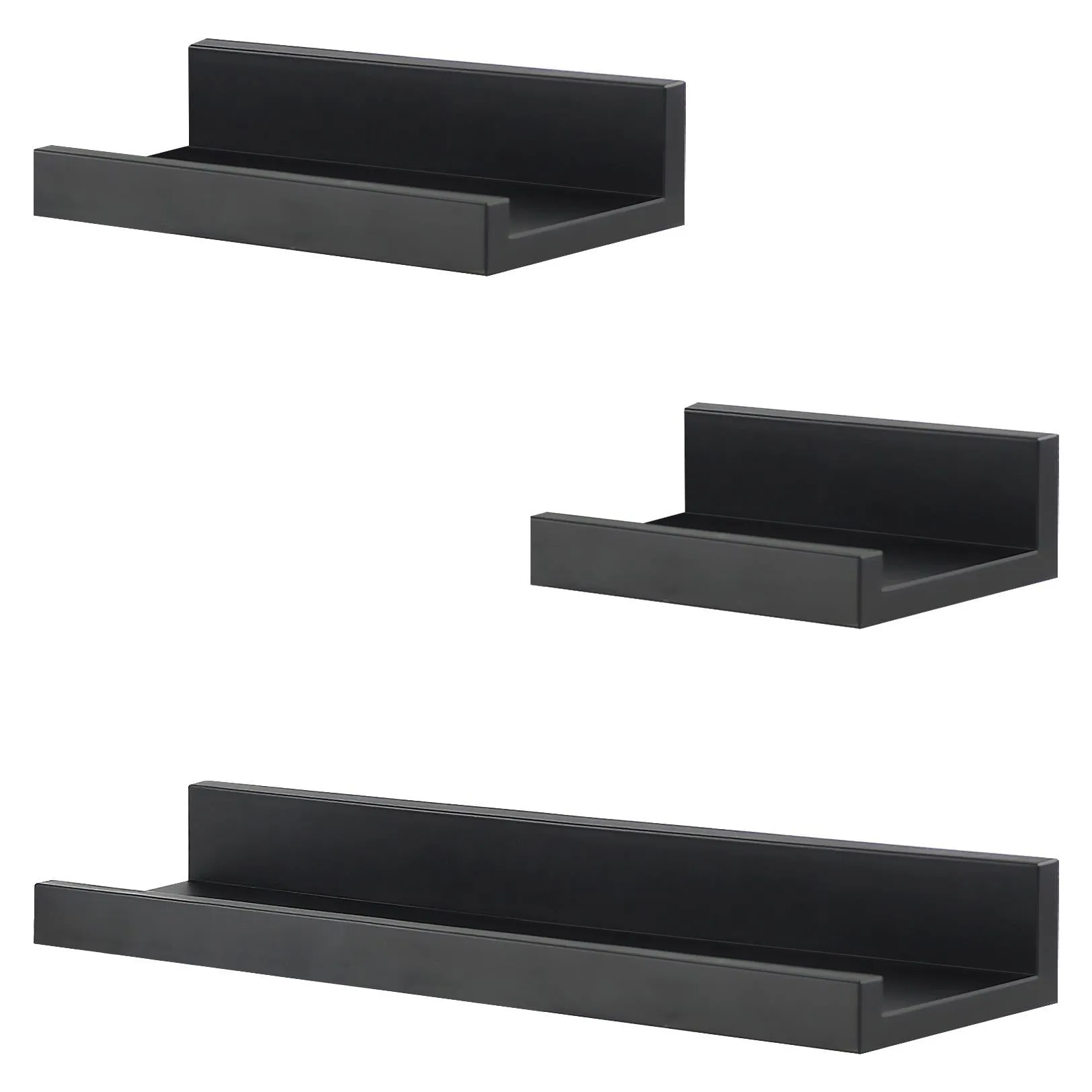 Wall Book Hanging Black Shelf Set of 3