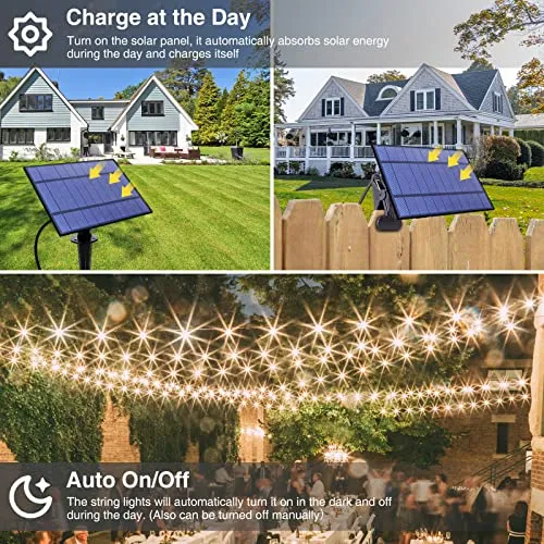 ZJOJO 35FT Solar String Lights for Outside, G40 Outdoor String Lights Solar Powered Globe Patio Lights with 15 Edison Glass Bulbs, Warm 2700K Shatterproof Hanging Solar Lights for Porch Garden Bistro